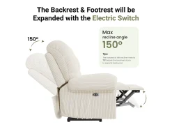 Relájate sillón de terciopelo eléctrico de sillón, silla de ocio ajustable con USB, respaldo ajustable, antiestático con reposapiés - 96x97x104cm beige beige