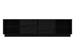 Renira Mueble de TV madera maciza de pino negro 156x40x40 cm