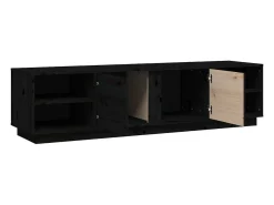 Renira Mueble de TV madera maciza de pino negro 156x40x40 cm