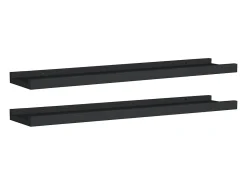 Repisa para marcos de fotos 2 uds MDF negro 60x9x3 cm ES978725