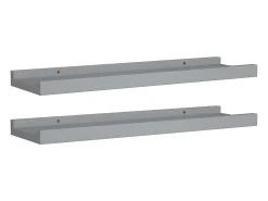 Repisa para marcos de fotos 2 uds MDF gris 40x9x3 cm ES139485