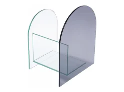 Revistero de vidrio templado - Transparente y gris - DUSILLA
