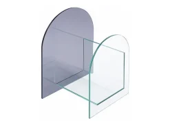 Revistero de vidrio templado - Transparente y gris - DUSILLA