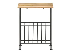 Revistero madera maciza de mango y acero 40x30x50 cm