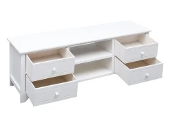 Éric-Paul-Louis Mueble para TV madera maciza de paulownia blanco 108x30x40 cm