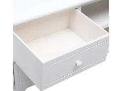 Éric-Paul-Louis Mueble para TV madera maciza de paulownia blanco 108x30x40 cm