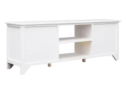 Éric-Paul-Louis Mueble para TV madera maciza de paulownia blanco 108x30x40 cm