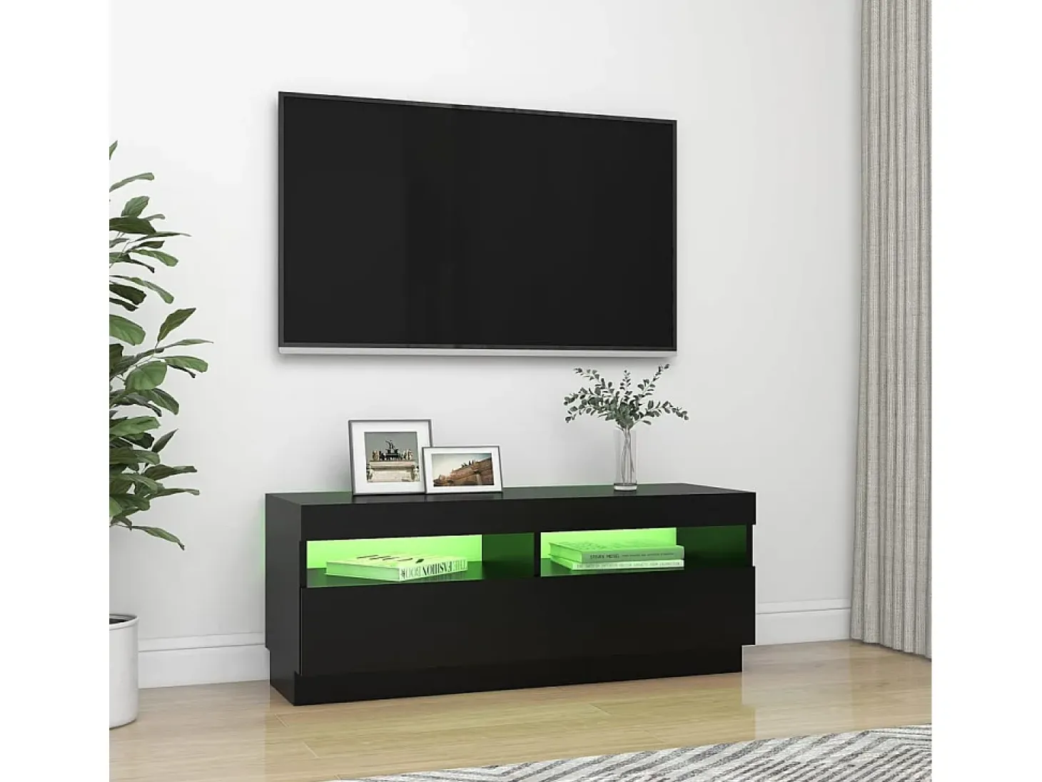 Roelant Mueble de TV con luces LED negro 100x35x40 cm