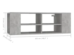 Ryno Mueble pared TV madera contrachapada gris hormigón 102x35x35 cm