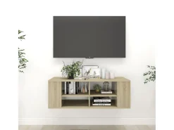 Ryno Mueble pared TV madera contrachapada roble Sonoma 102x35x35 cm