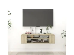 Saint-Quentin Mueble de TV colgante contrachapada roble Sonoma 100x30x26,5 cm