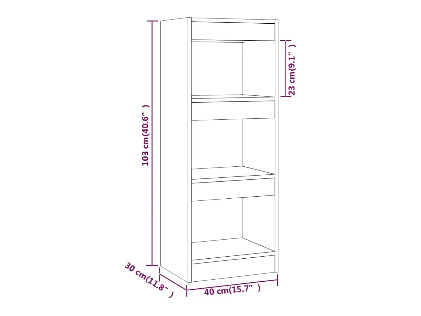 Sameth Estantería/divisor madera ingeniería marrón roble 40x30x103 cm