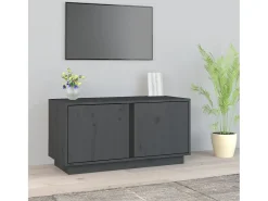 Seliron Mueble de TV madera maciza de pino gris 80x35x40,5 cm