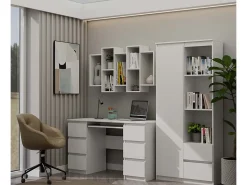 SELMA - Librería colgante de estilo moderno salón - 129,5x20x65 - 7 estantes