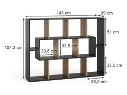 Separador de ambientes antracita/roble dorado 107.2x29x143