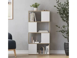 Separador de ambientes blanco/roble 60x24x124.5 eneos