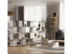 Separador de ambientes blanco/roble 80x24x124.5 eneos