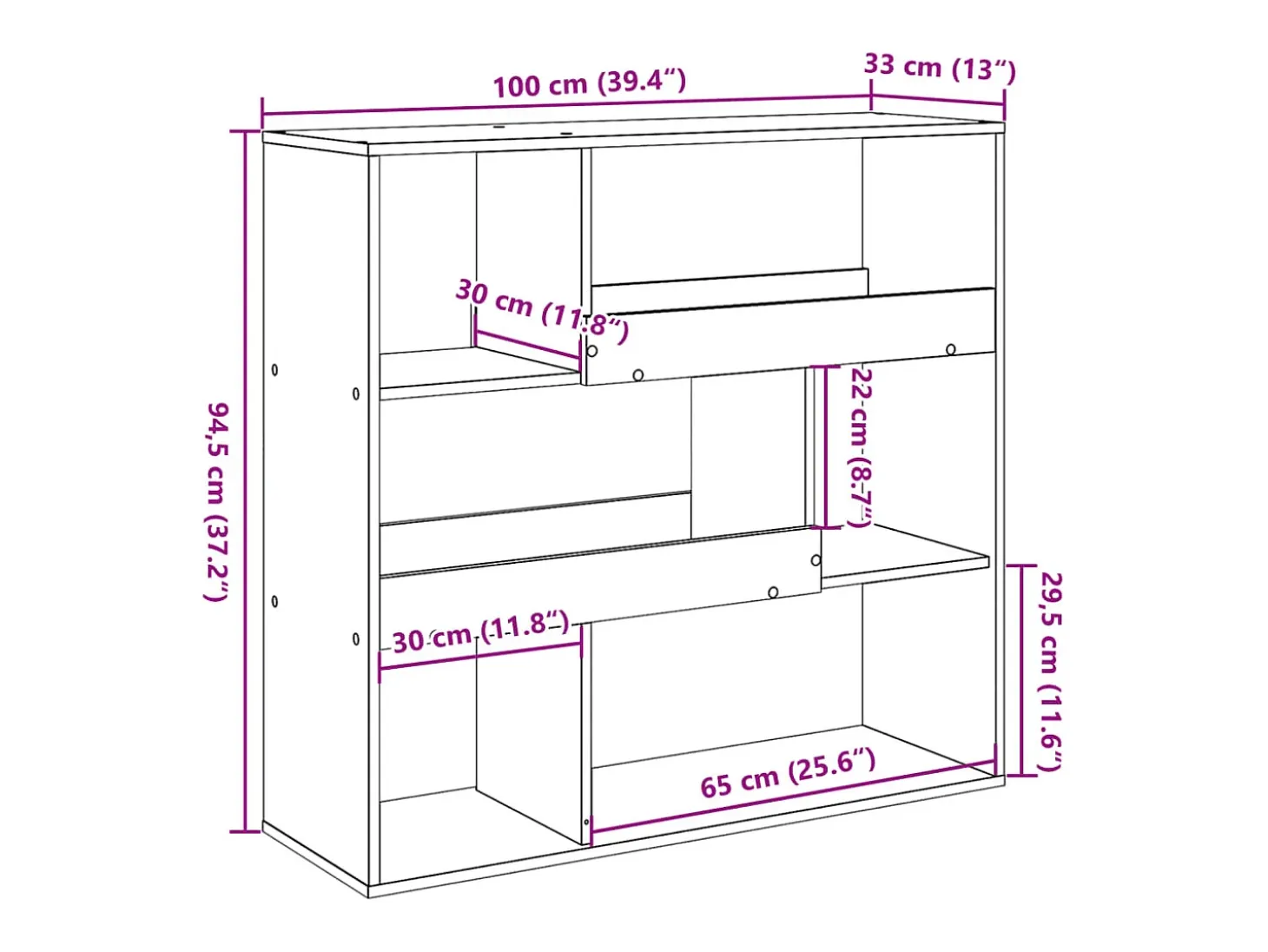 Separador de ambientes madera gris hormigón 100x33x94,5 cm
