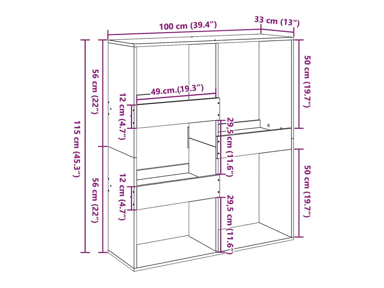 Separador de ambientes madera ingeniería negro 100x33x115 cm