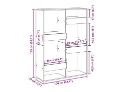 Separador de ambientes madera roble ahumado 100x33x135 cm