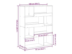 Separador de ambientes madera gris hormigón 100x33x125,5 cm