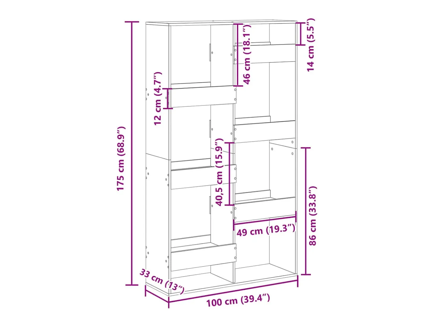Separador de ambientes madera ingeniería blanco 100x33x175 cm