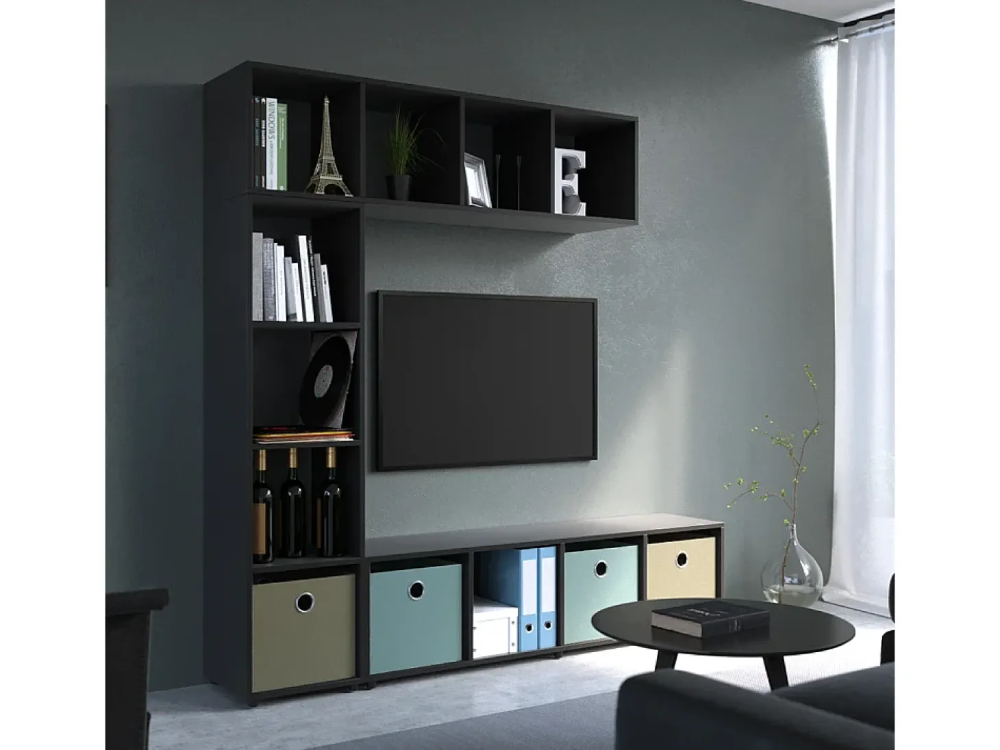 Separador de ambientes negro 142.5x33x36.2 ludus