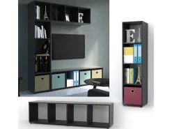 Separador de ambientes negro 142.5x33x36.2 ludus