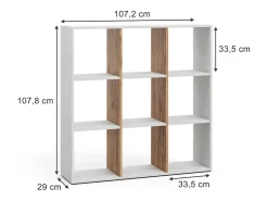 Separador de ambientes roble blanco/dorado 107.2x29x107.8 nove