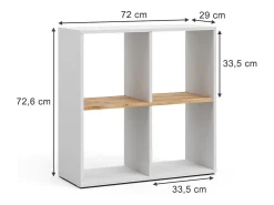 Separador de ambientes roble blanco/dorado 72x29x72.6 tetra