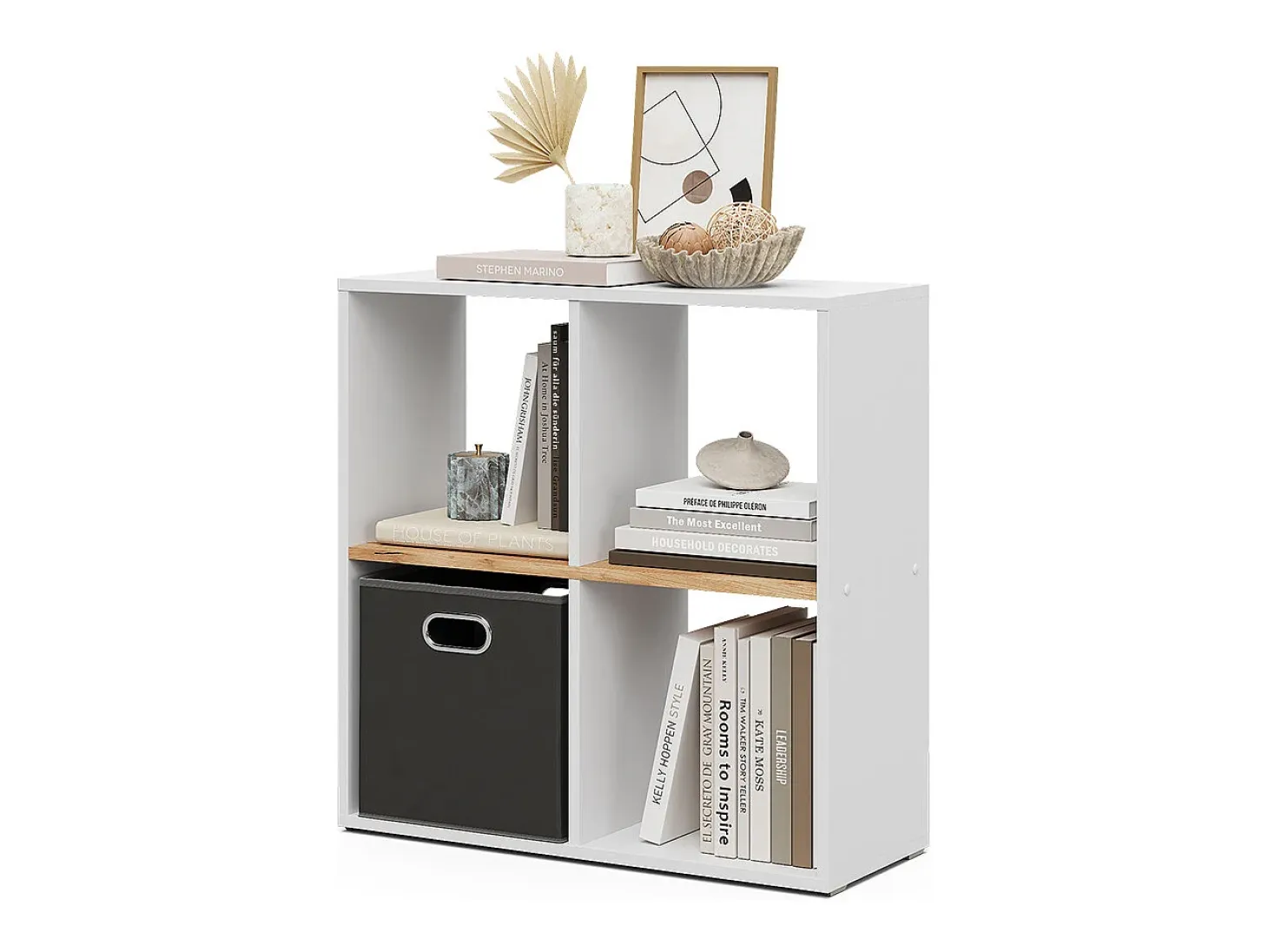 Separador de ambientes roble blanco/dorado 72x29x72.6 tetra