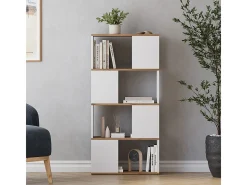 Separador de ambientes roble blanco/dorado 60x24x124.5 eneos