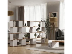 Separador de ambientes roble blanco/dorado 60x24x124.5 eneos