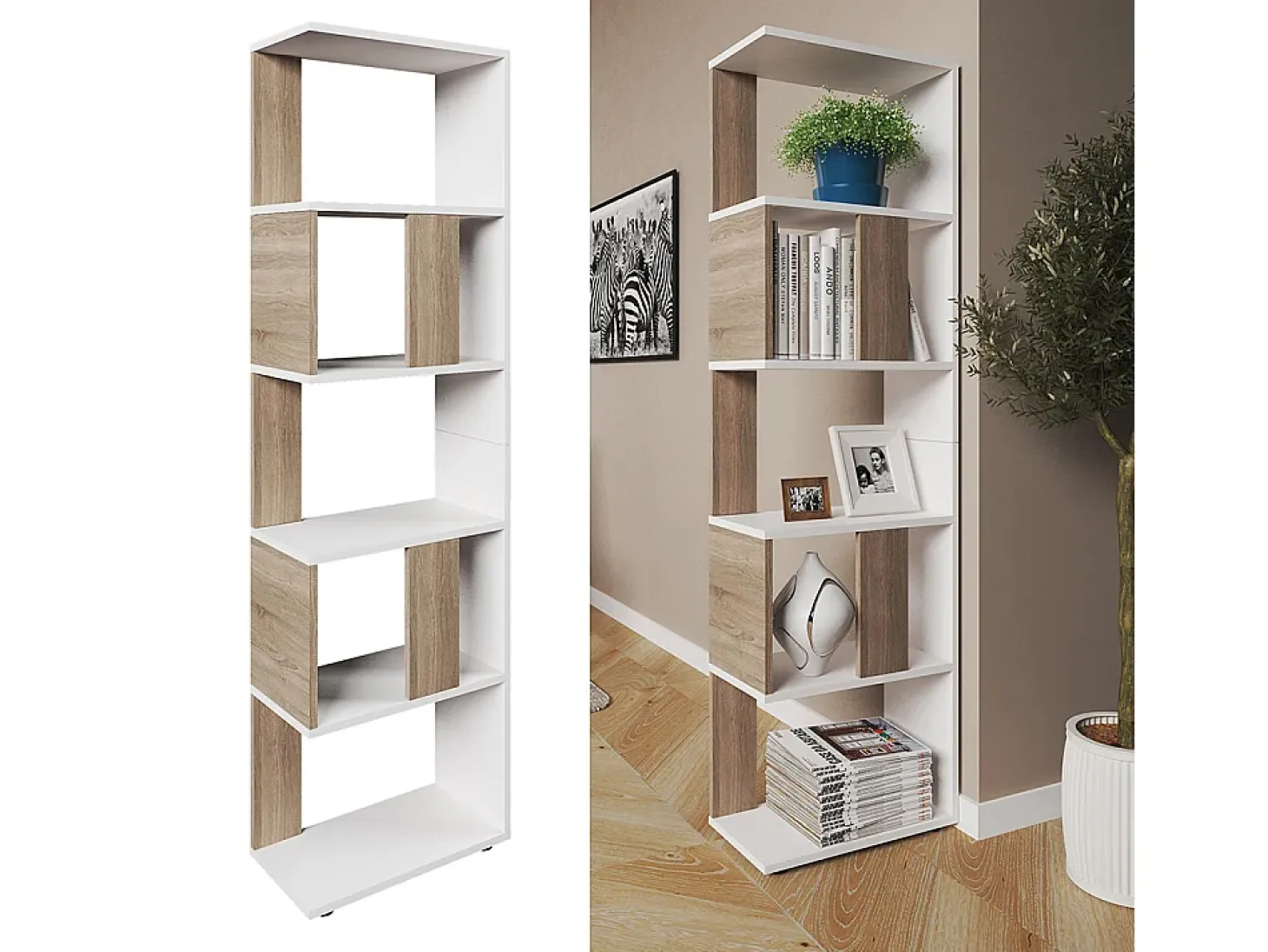 Separador de ambientes sonoma/blanco 45x23.6x162.6