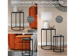 Set 2 mesas auxiliares de centro diseño mármol Estructura de metal Ø30 / Ø40 cm