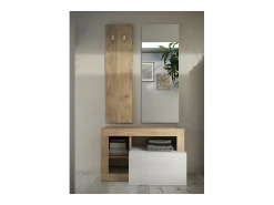 SET 3 piezas con mueble pequeño, perchero de pared y espejo Hamburg - H165 cm