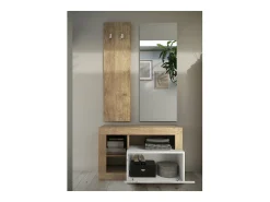 SET 3 piezas con mueble pequeño, perchero de pared y espejo Hamburg - H165 cm