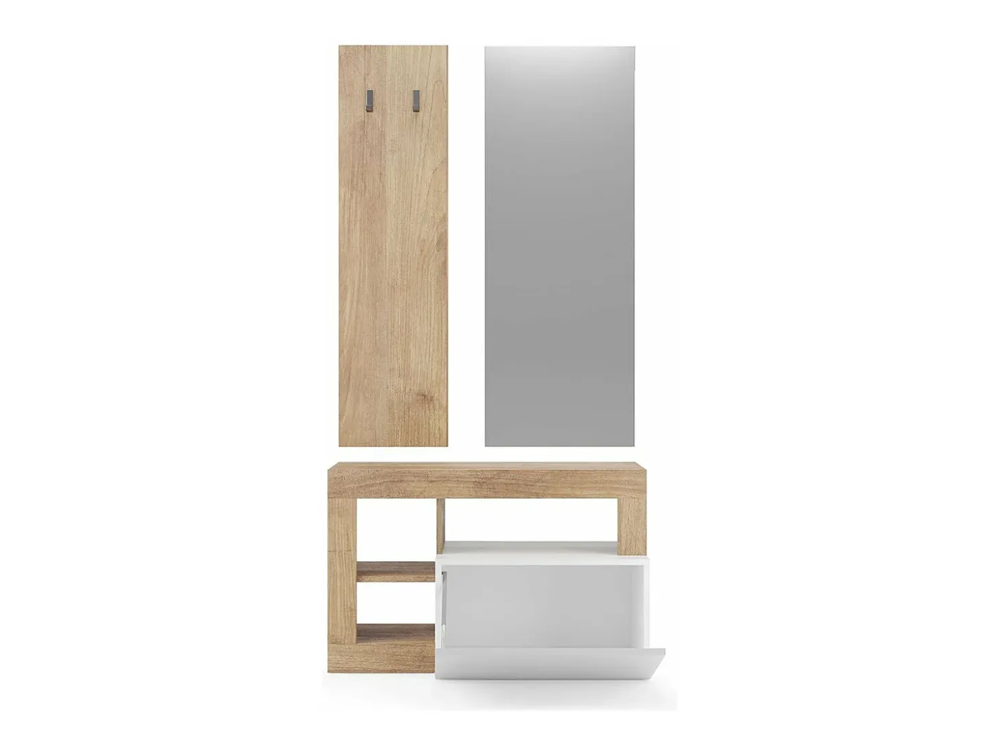 SET 3 piezas con mueble pequeño, perchero de pared y espejo Hamburg - H165 cm