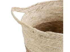 Set de 3 cestas Brais de fibra natural con asas, blanco/natural