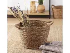 Set de 3 cestas Icia de fibra natural con asas