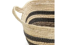 Set de 3 cestas Luar de fibra natural y papel, marrón/beige con asas