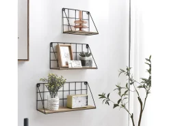 Set de 3 estantes de pared Amede metal negro