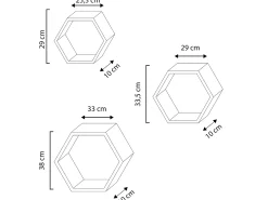 Set de 3 estantes de pared Nuno hexagonales Blanco