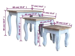 Set de 3 mesitas apilables de madera maciza reciclada