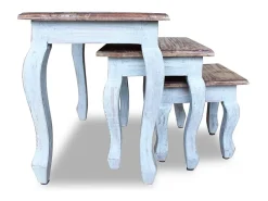 Set de 3 mesitas apilables de madera maciza reciclada