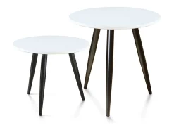 Set de 2 mesitas auxiliares redondas de 52-42x50-40x50-40 cm en color blanco Dandi
