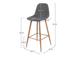 Set de 2 sillas de bar 72,5 cm en tejido gris - Fredrik