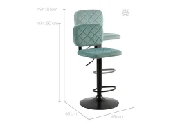 Set de 2 sillas de bar ajustables 60/81 cm en terciopelo verde agua - Viktor