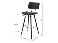 Set de 2 sillas de bar de cuero sintético gris/negro 76 cm - Texas