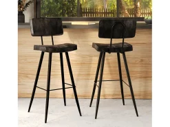 Set de 2 sillas de bar de cuero sintético gris/negro 76 cm - Texas